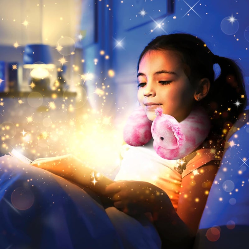 Cloudz Kids Super Soft N' Cuddly Animal Airplane Travel Neck Pillow! Keep Children Comfy and Supported with a Buddy While Traveling or just Resting at Home - Pink Axolotl - Image 5